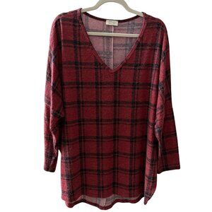 Be Stage Red Plaid Sweater Top‎ – Size L
